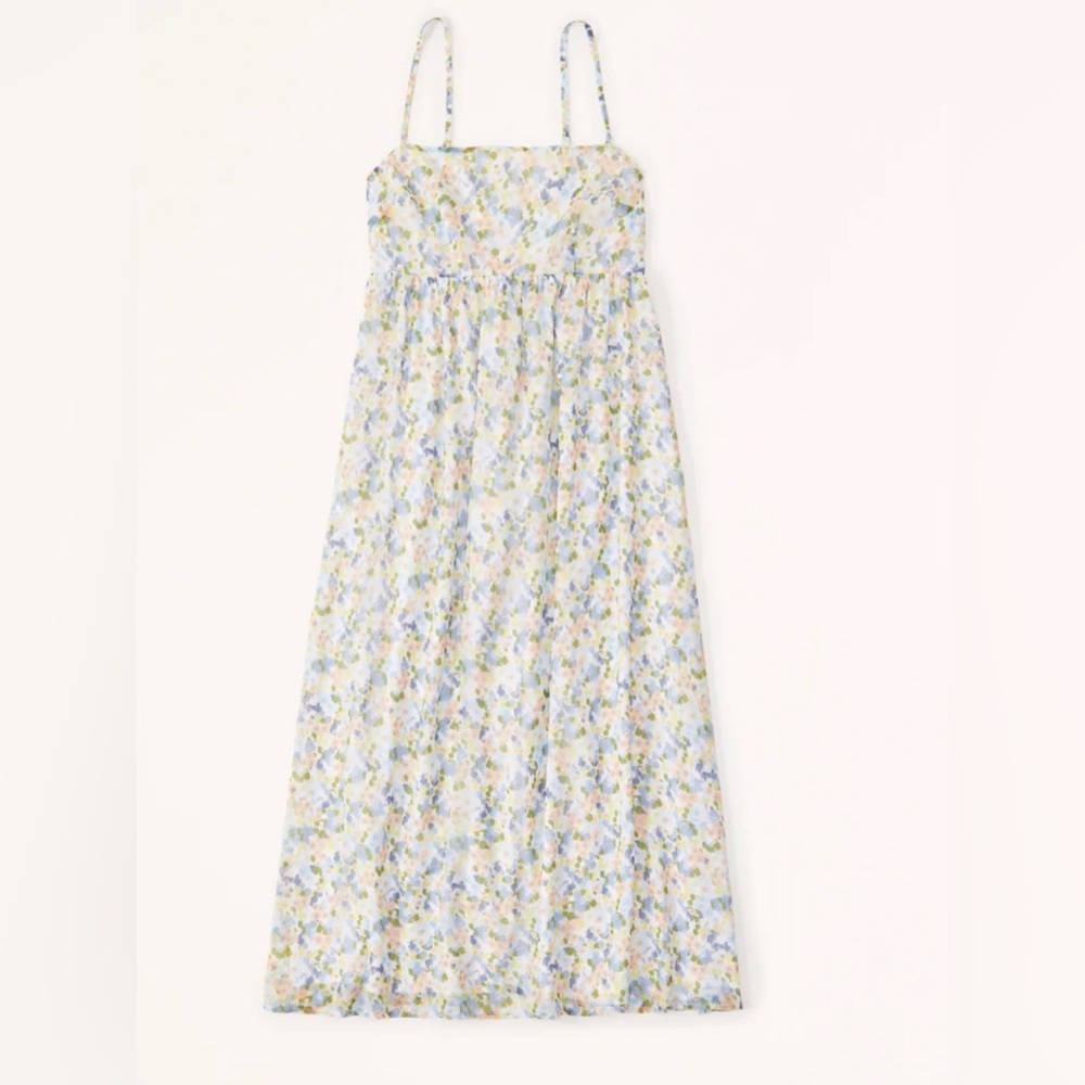 Abercrombie & Fitch Floral Midi Dress - Blue and Yellow